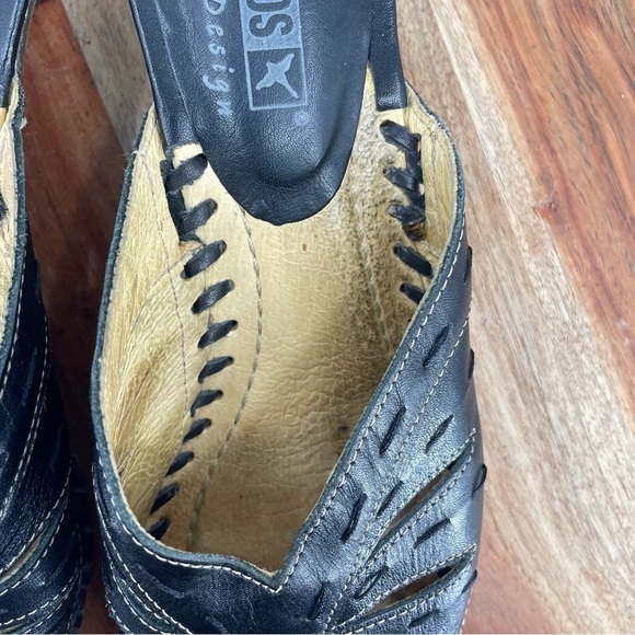 Pikolinos Leather Slides Mules Kitten Heel Cutout Contrast Stitch 38 (US 7.5-8) - Picture 7 of 13